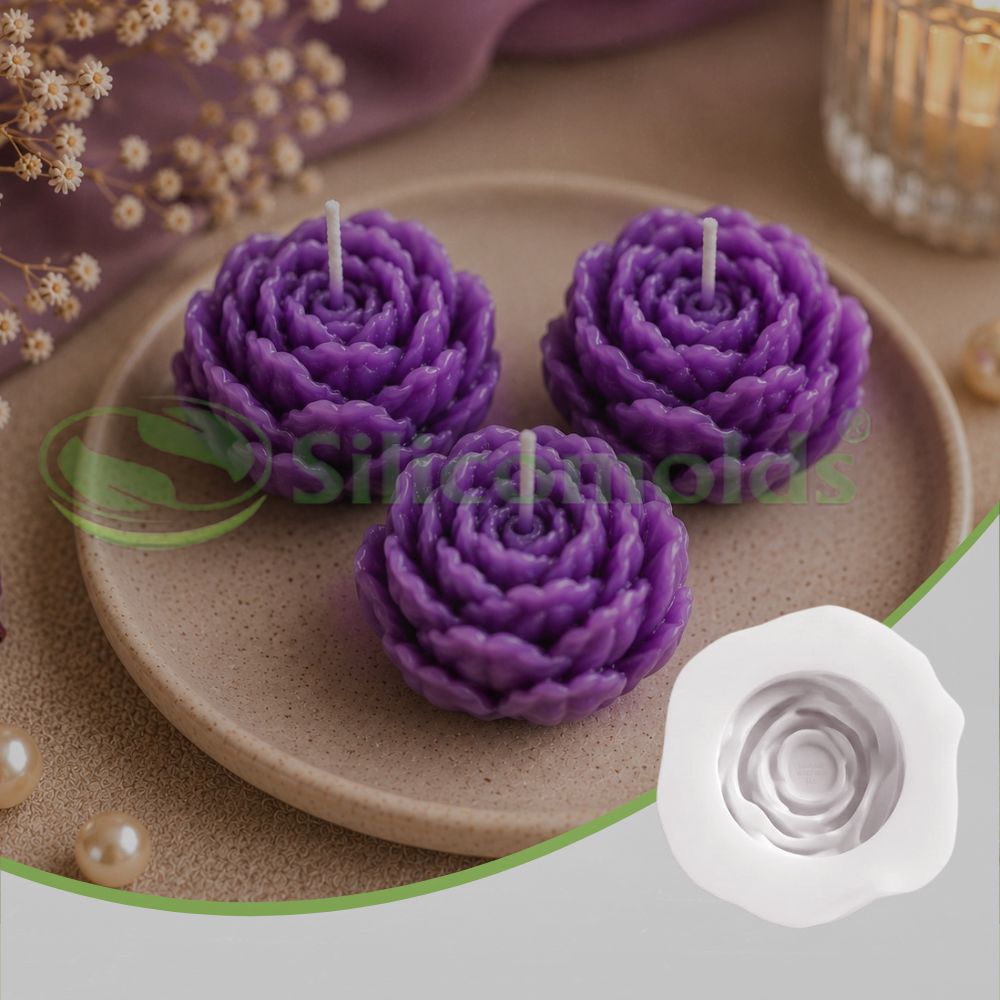 Silicomolds -2.5" peony flower candle / wax mold-URP414CM